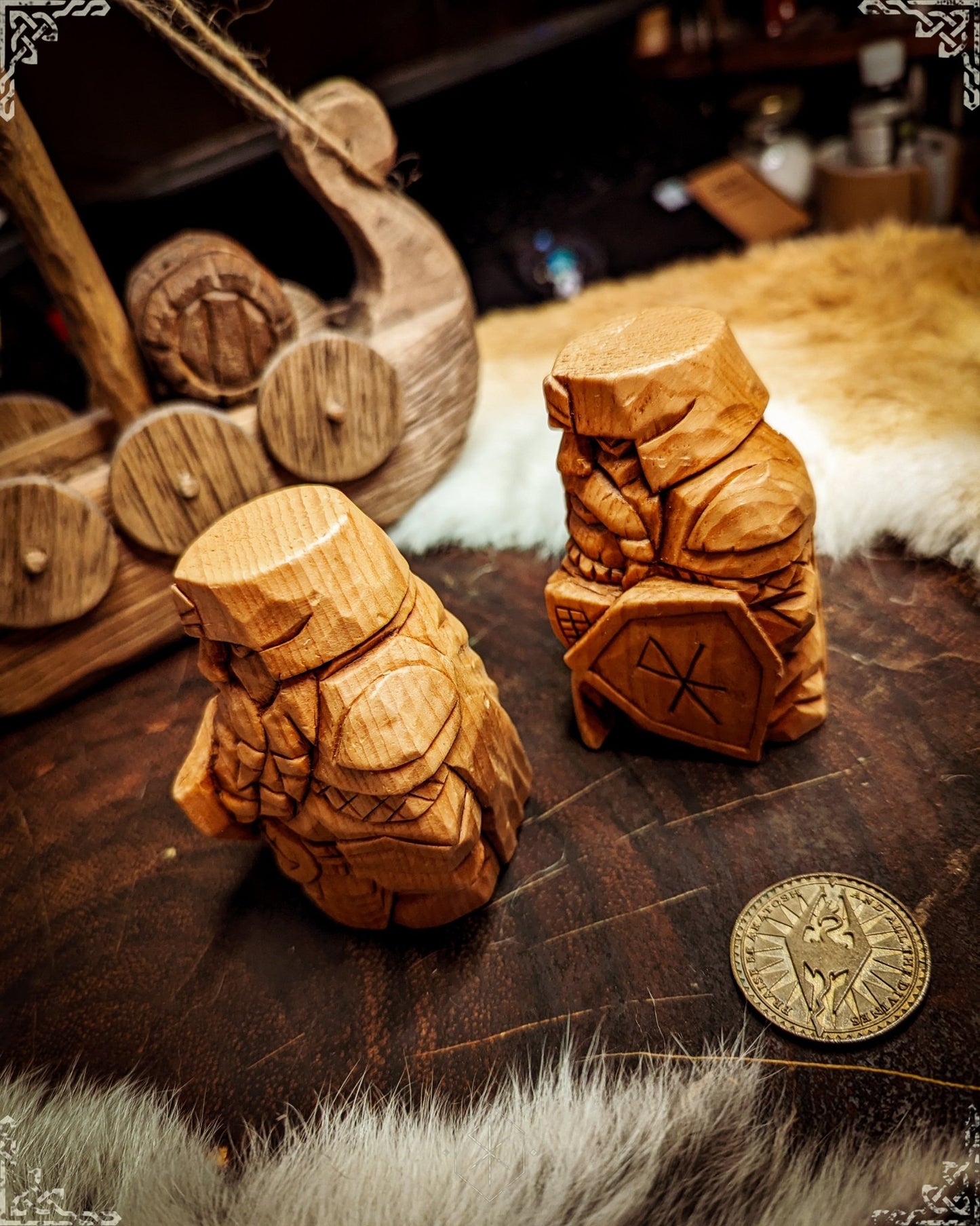 Dwarven Warriors - Hand-carved Wooden Statue - thenordicwizardthenordicwizard